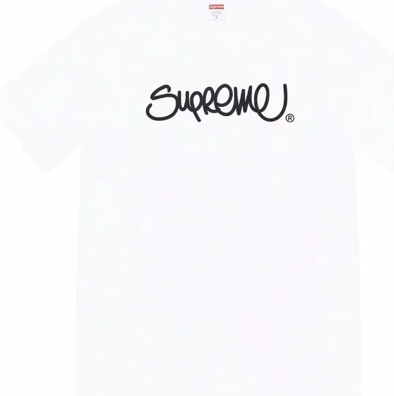 M 22ss Straw sleeved XL Round T-shirt L Tee Font Neck White Short Line Black Handstyle and Logo S 0614